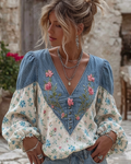 Women's Spring/Summer Fashion Floral Embroidered Top 4340
