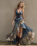 Summer outdoor ruffle patchwork dress5423