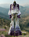 Women's Outdoor Fashion Spring Floral Embroidery Long-Sleeved Shirt & Pants Two-Piece Set  8735
