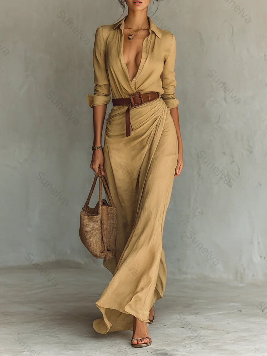 Women's Casual Fashion Long-sleeve Shirt Dress a9d3
