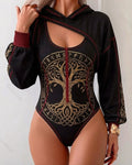 Viking Print Women's Hooded Jumpsuit Two-Piece Set 5225