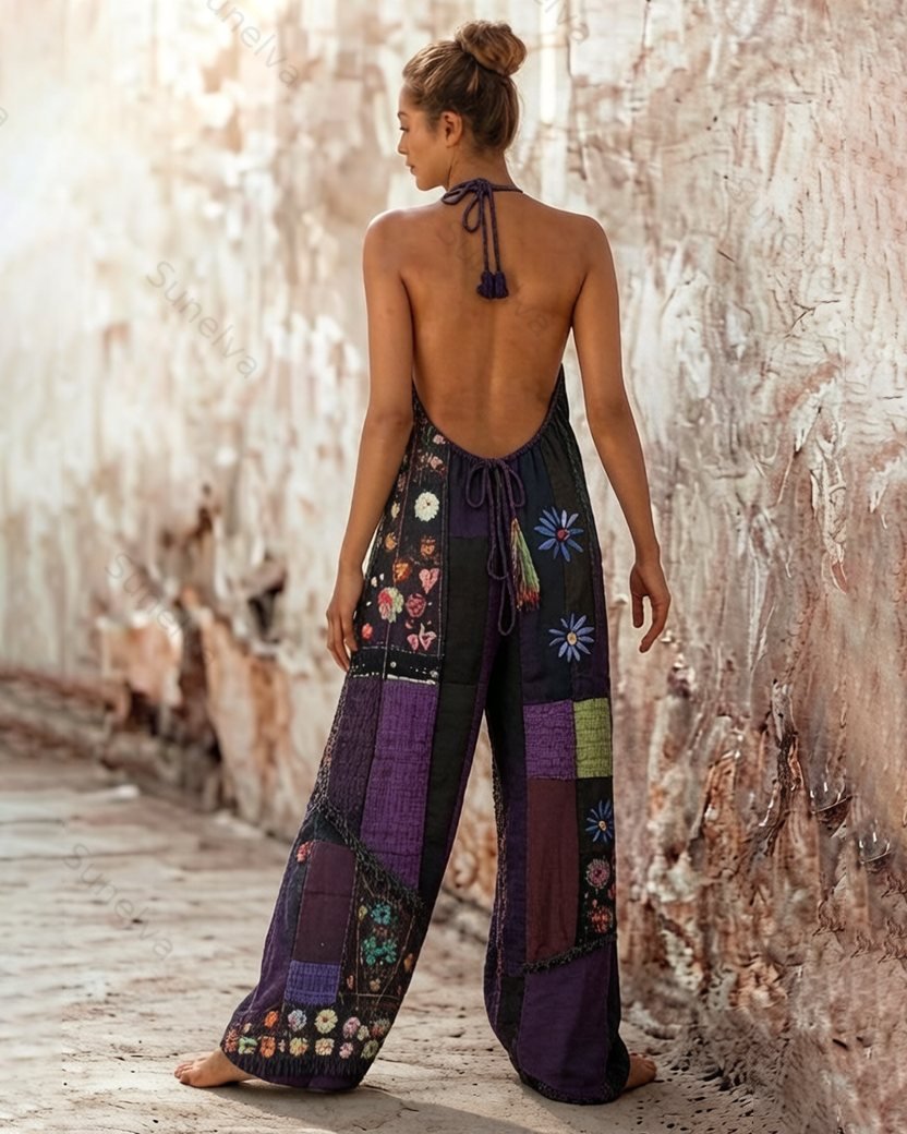 Elegant and Stylish Women's Boho-Style Embroidered Jumpsuit  3047