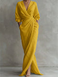 Women's Linen And Cotton Extra-long Dress 7e55