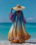 Seaside Vacation Bohemian Style Full-Length Dress 1701