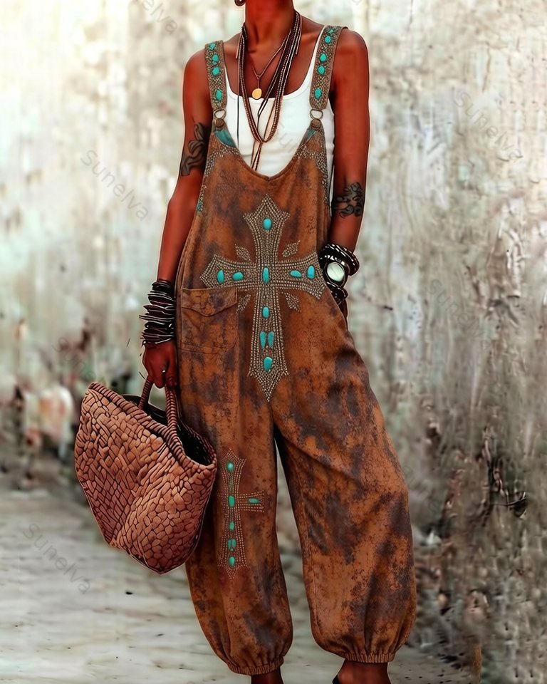 Elegant and Stylish Women's Boho-Style Embroidered Jumpsuit  2390