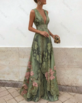 Women's Vacation Irregular Ruffle Flowers Embroidery Dress 7325