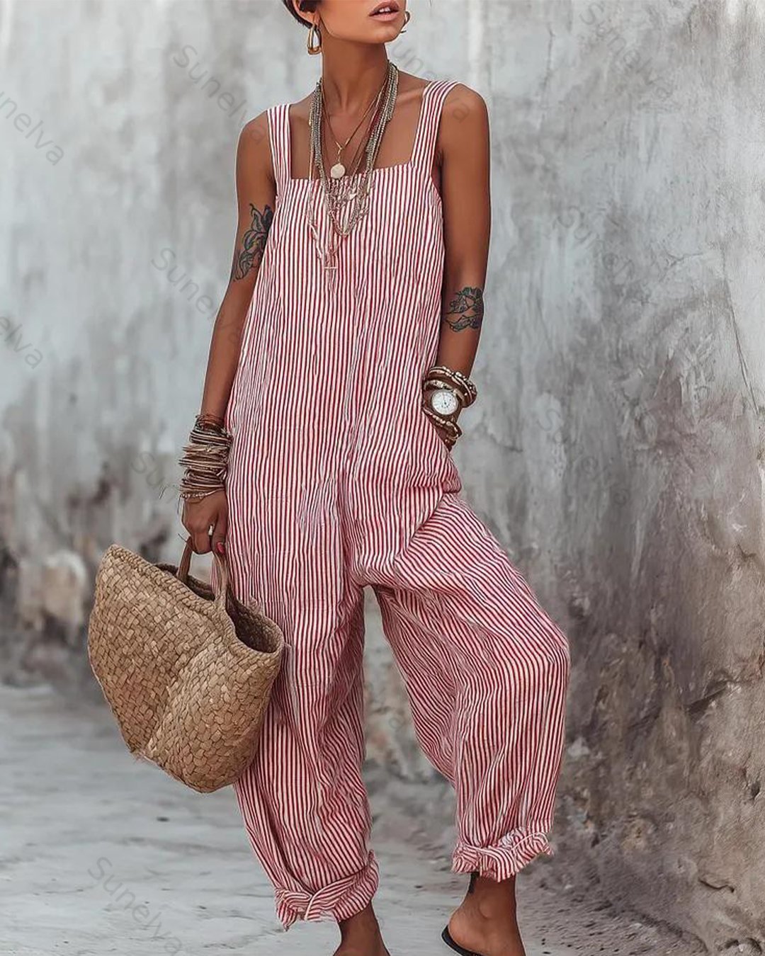 Elegant and Stylish Women's Boho-Style Embroidered Jumpsuit  1093