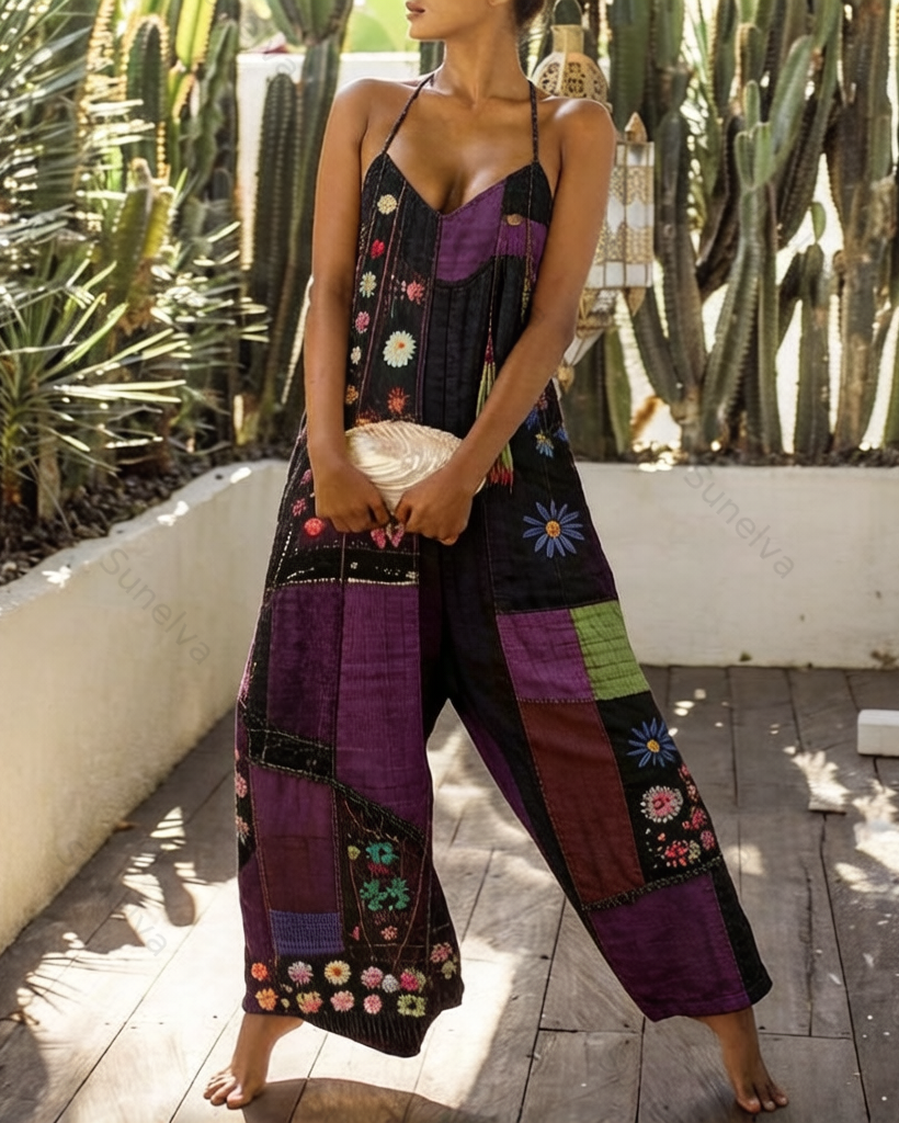 Elegant and Stylish Women's Boho-Style Embroidered Jumpsuit  3047