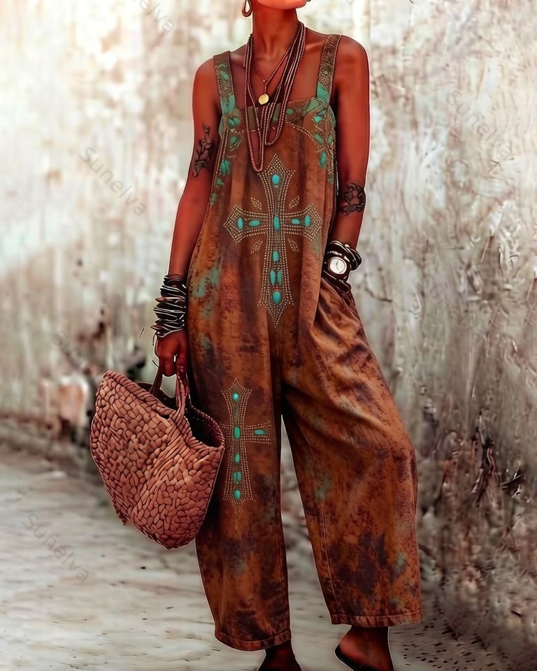 Elegant and Stylish Women's Boho-Style Embroidered Jumpsuit  5822