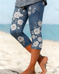 Women's Outdoor Fashion Gradient Color Floral Embroidery Leggings  4117